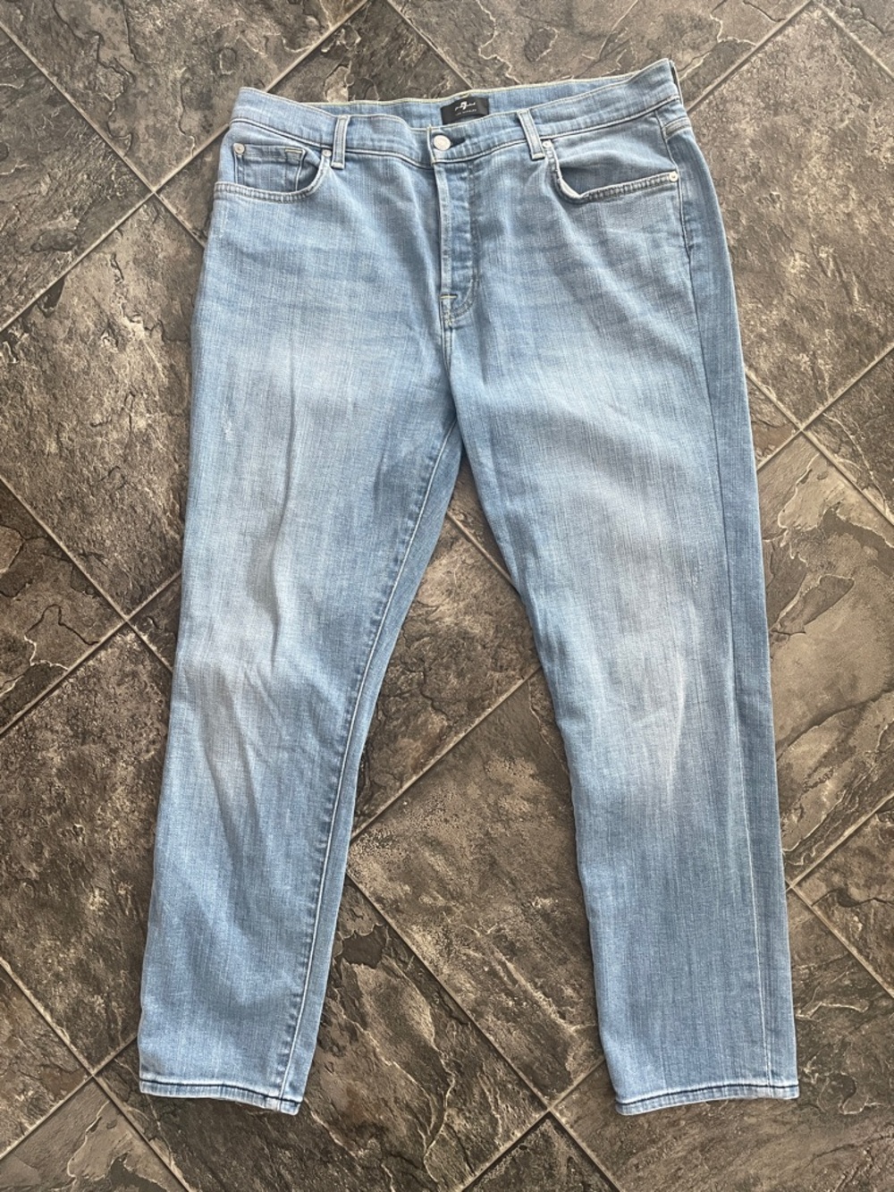 7 FOR ALL MANKIND JOSEFINA Light Blue Slim Straight Fit Casual Button-Fly Jeans